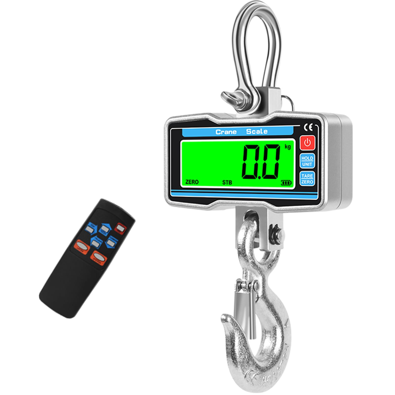 Báscula de Grúa Electrónica 2000KG, Memows Báscula Colgante Portátil con Pantalla LCD y Control Remoto, Balanza Digital de Alta Precisión, Industrial Escala con Gancho Resistente para granja