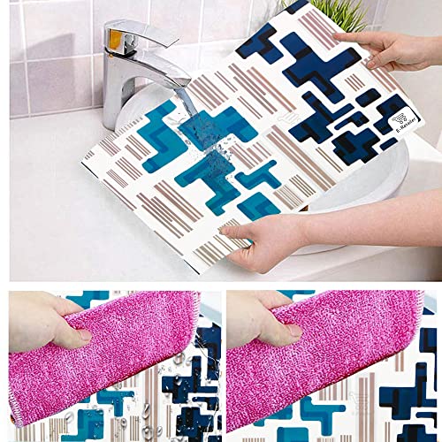 Image of Polyester 3-Layered Fridge Top Cover /Refrigerator Cover with Utility Pockets and Set of 4 Pc Fridge Mats (Color-Blue, Size-39x21 Inch)