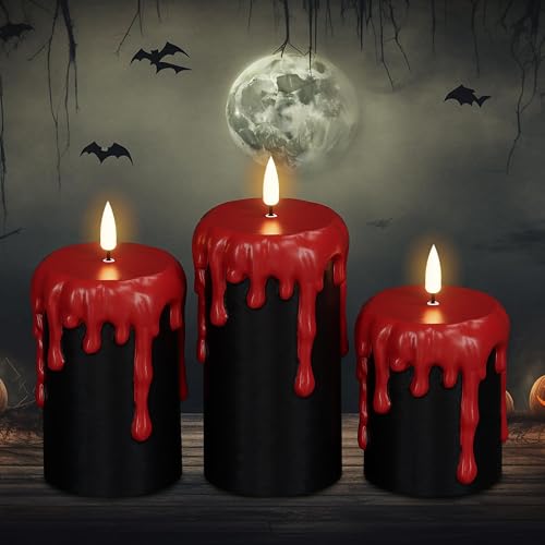 Black Halloween Flameless Candles Battery Operated with 6H Timer
