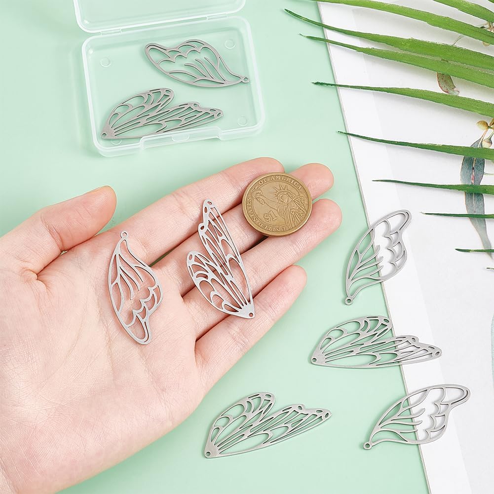 UNICRAFTALE 8pcs 2 Styles Butterfly Wings Pendants Stainless Stee Pendants Laser Cut Elf Fairy Wings Charms Fine Carving Wings Pendants 45/49mm Long Women Necklace Pendants for DIY Jewelry Making - Image 5