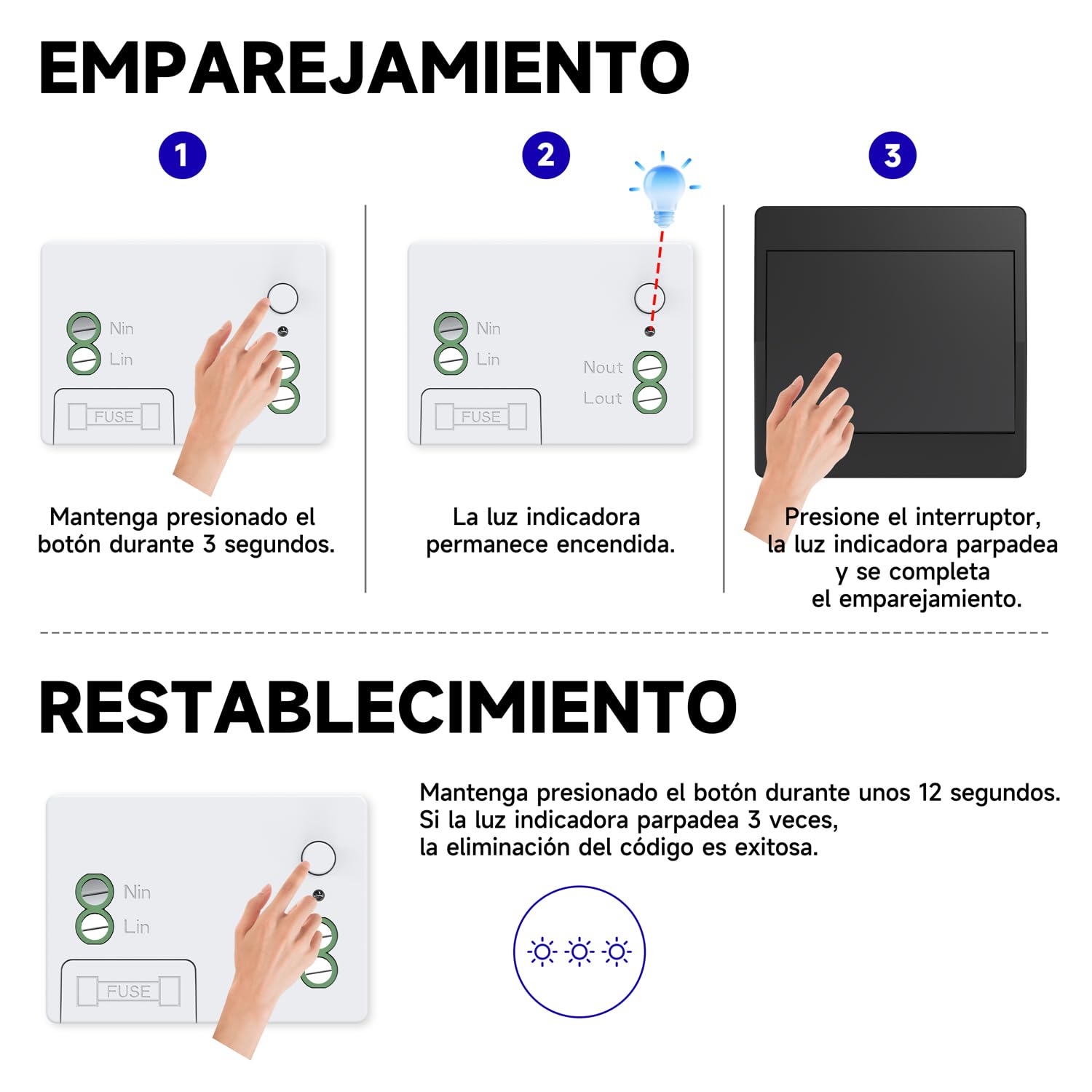Kit de interruptor inalámbrico negro sin pilas, interruptor autoalimentado, conmutador inalámbrico, interruptor de radio a distancia, teleruptor RF433MHz (Negro 1Gang 3V1)
