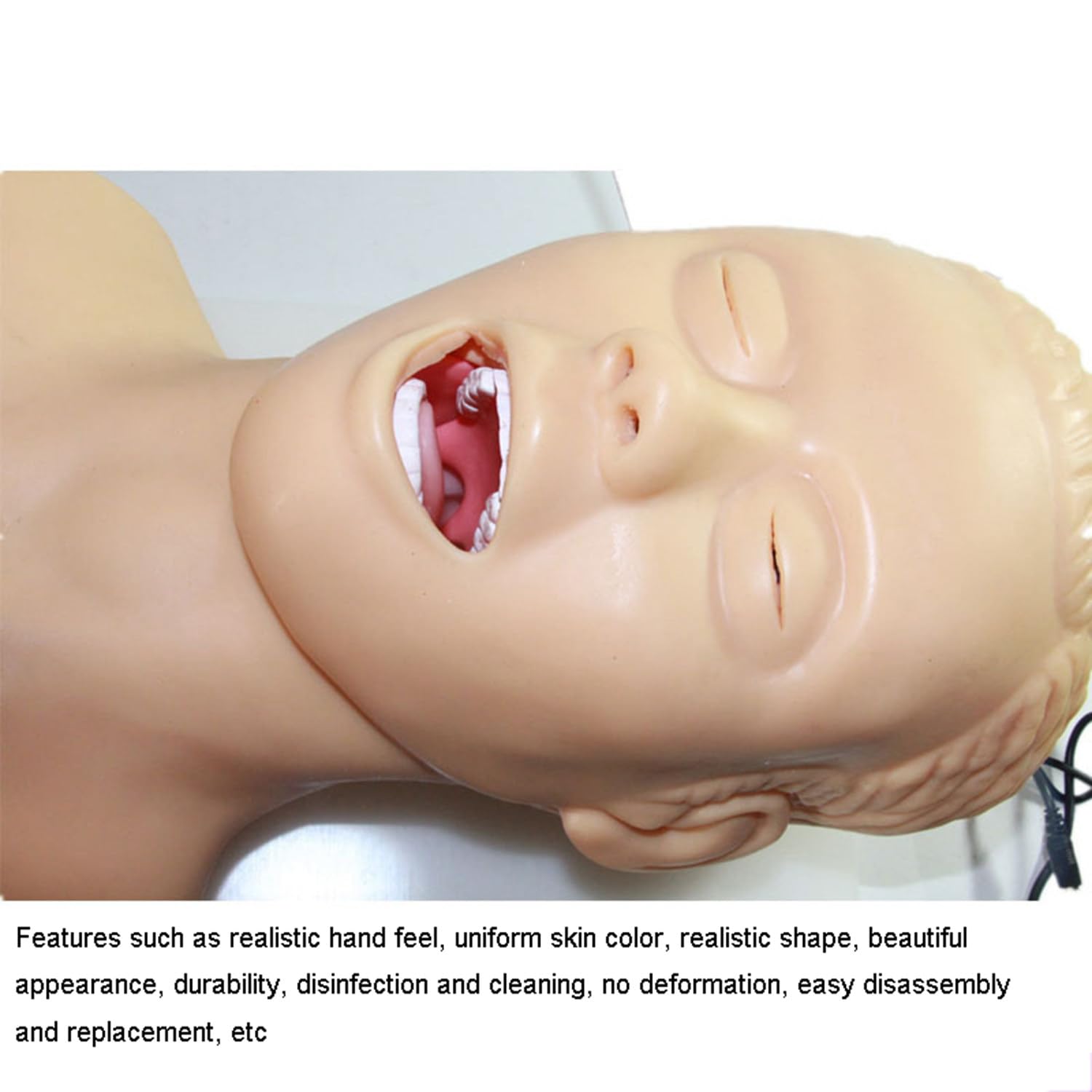 Intubación Maniquí Entrenamiento Enfermería Maniquí PVC Intubación Oral Nasal Maniquí Con Diente Alarma Dispositivo Simulador Manejo Vía Aérea Entrenador Intubación Cabeza Enseñanza Enseñó