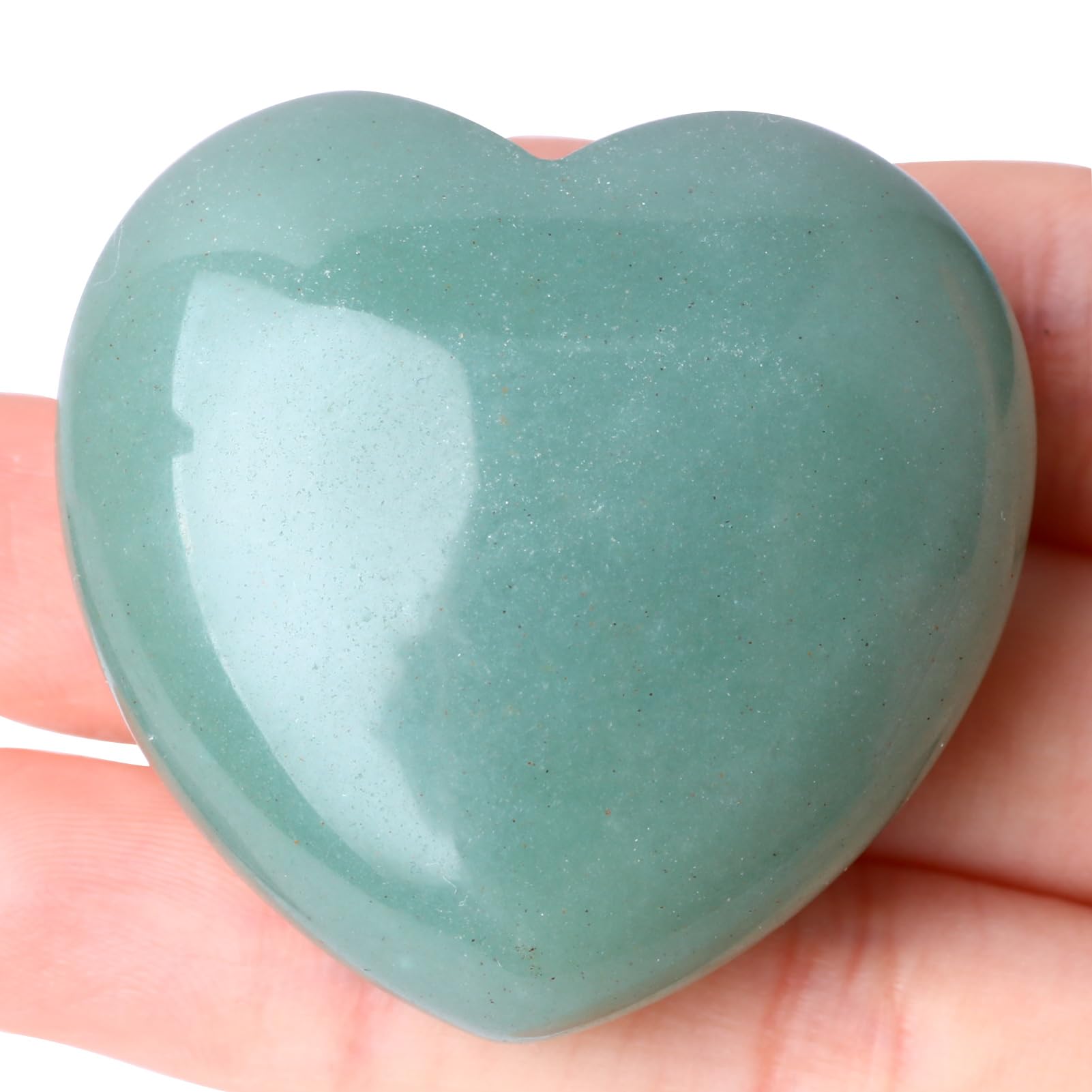 40mm Natural Green Aventurine Large Heart Stones Healing Crystals Gemstones Gifts Heart Shaped Rocks for Home Decor Reiki Meditation Women
