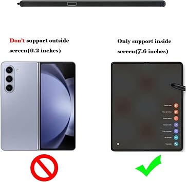 2 Pack Galaxy Z Fold 5 S Pen Fold Edition,Z Fold 5 5G Slim S Pen, Replacement Pen for Samsung Galaxy Z Fold 5(Black)