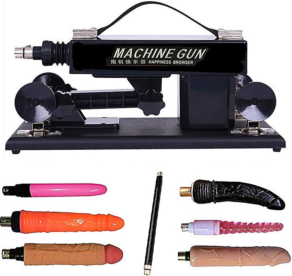 Automatic Machine Retractable Gun Female Massage Pumping for Women with Attachments - Black