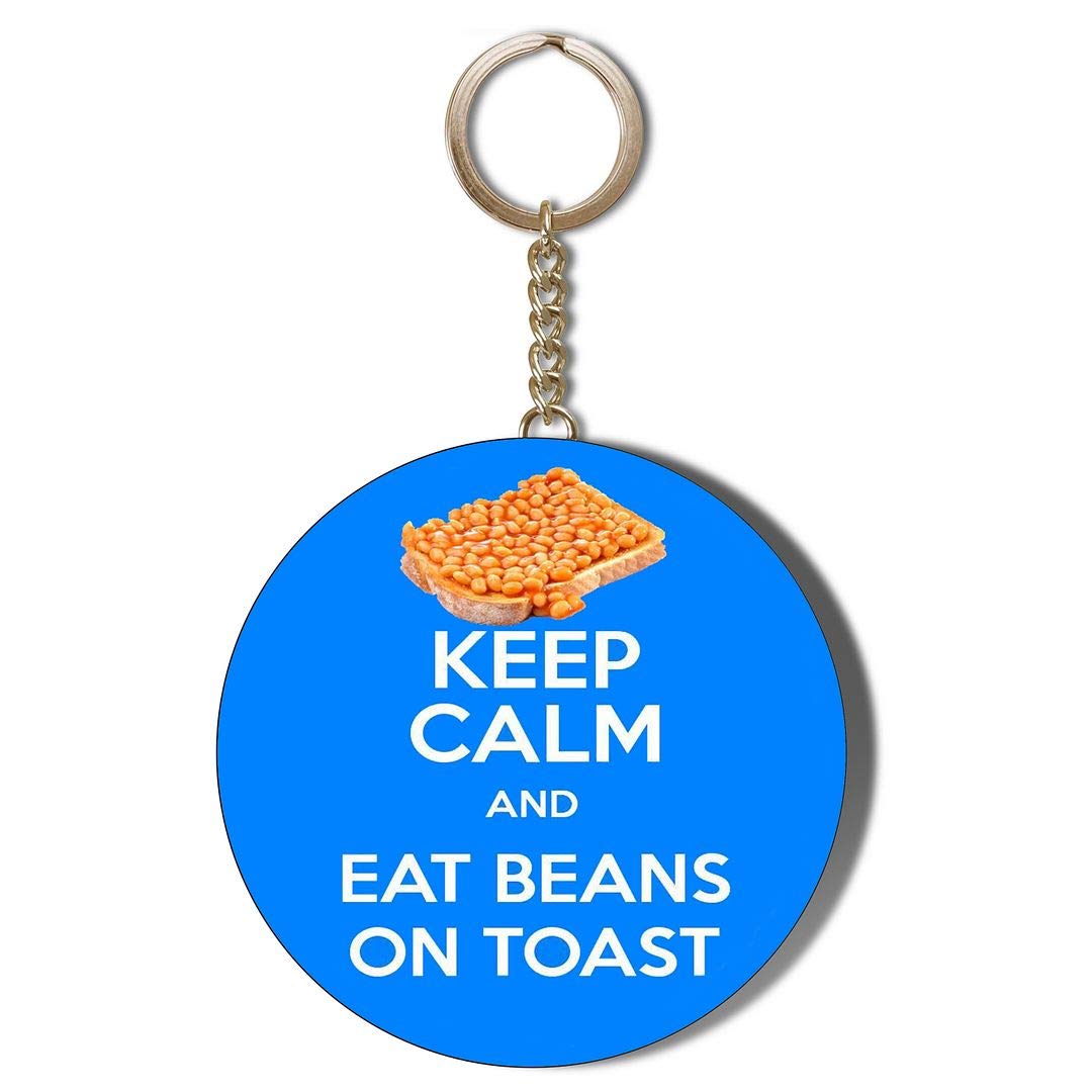 Gift Insanity White Keep Calm And Eat Beans On Toast 58Mm Chain Keyring Bottle Opener