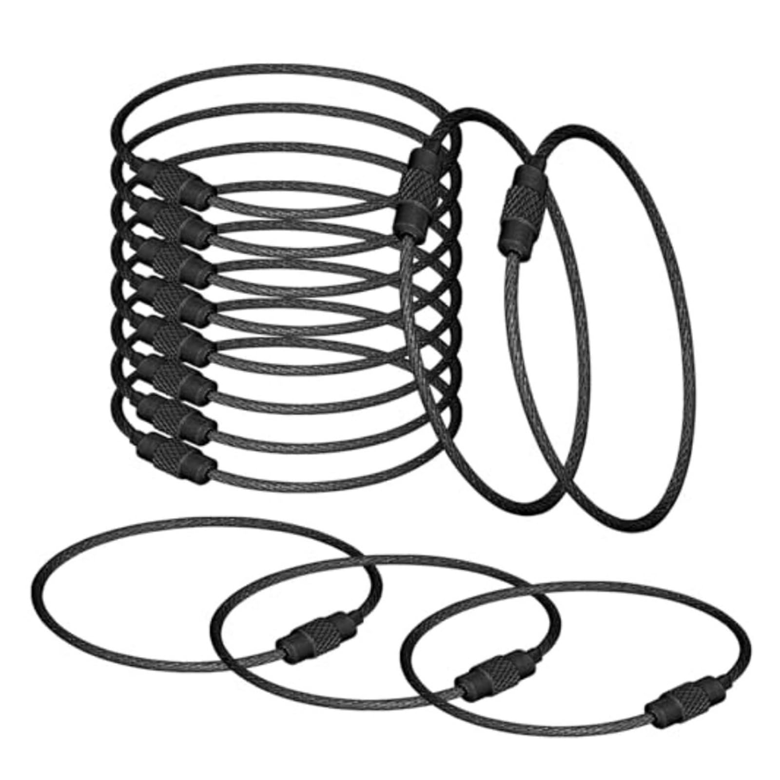 Draht-Schlüsselanhängerkabel, 15,2 cm, Edelstahl-Draht, Schlüsselanhänger, mit Schraubverschluss, für Gepäckanhänger, Schlaufen für Schlüsselanhänger, Reise, Gepäckanhänger, 100 Stück