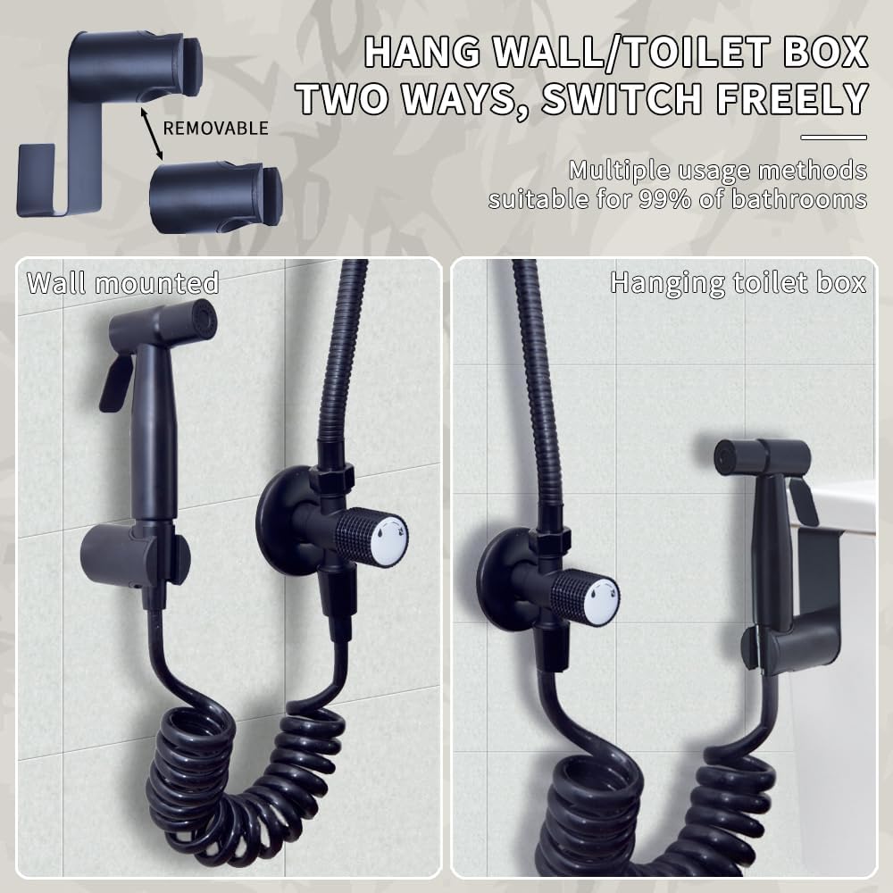 MLD Toilet Companion Bidet Pet Cleaning Bathing Caliber Pressurized Water-Saving Copper Metal Valve Body for Multi-Purpose use, Toilet, Bathtub, Bathroom Cleaning(3 Styles) (Dark Black)