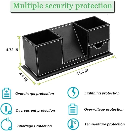 Miniatura 5 de TKDY Organizador de escritorio con soporte para bolígrafo y cargador inalámbrico rápido, soporte habilitado para QI para teléfono celular,