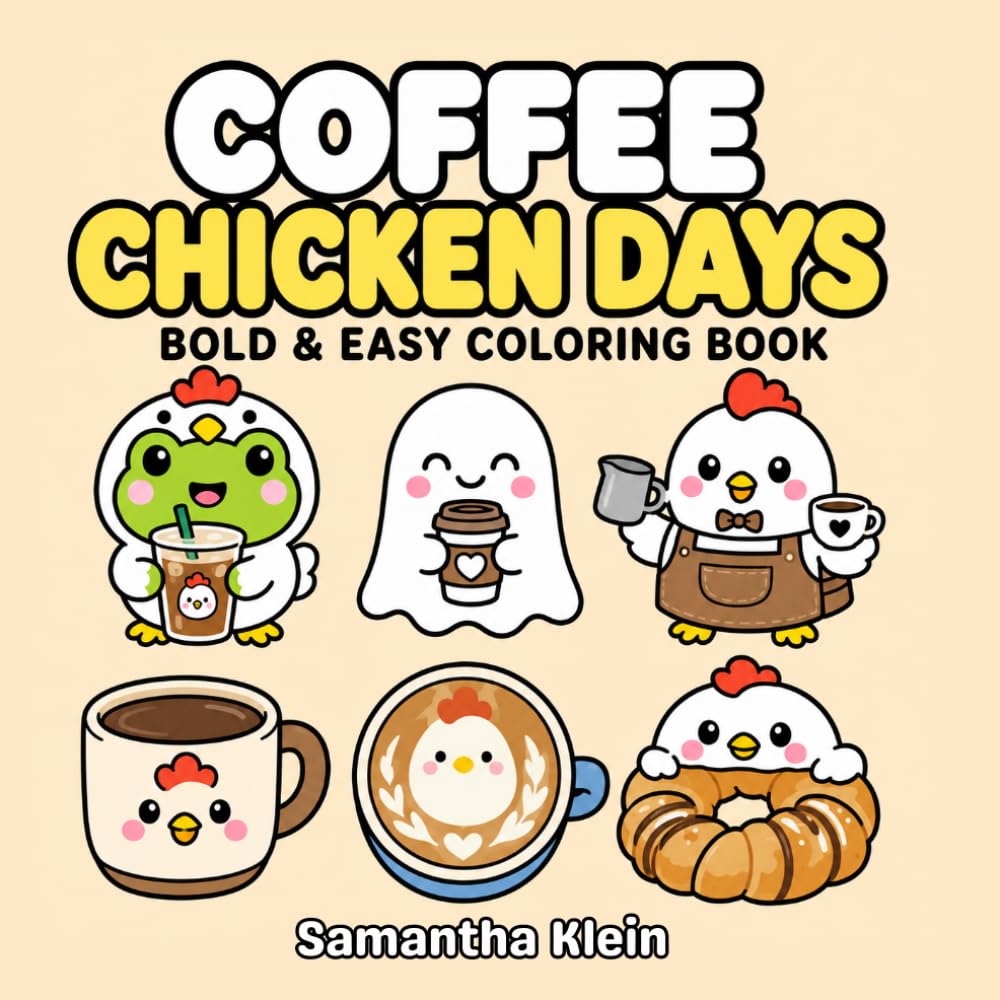 Coffee Chicken Days: Cozy Bold & Easy Coloring Book for Teens and Adults (Cozy Chicken Days)