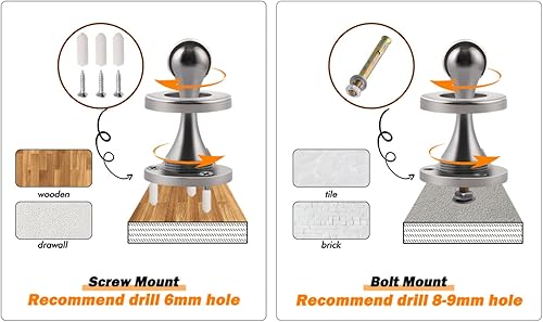 Miniatura 6 de KOLAKO Topes de puerta, topes magnéticos para puerta, montaje en piso de pared, imán resistente, soporte moderno cepillado para puerta suave, tope