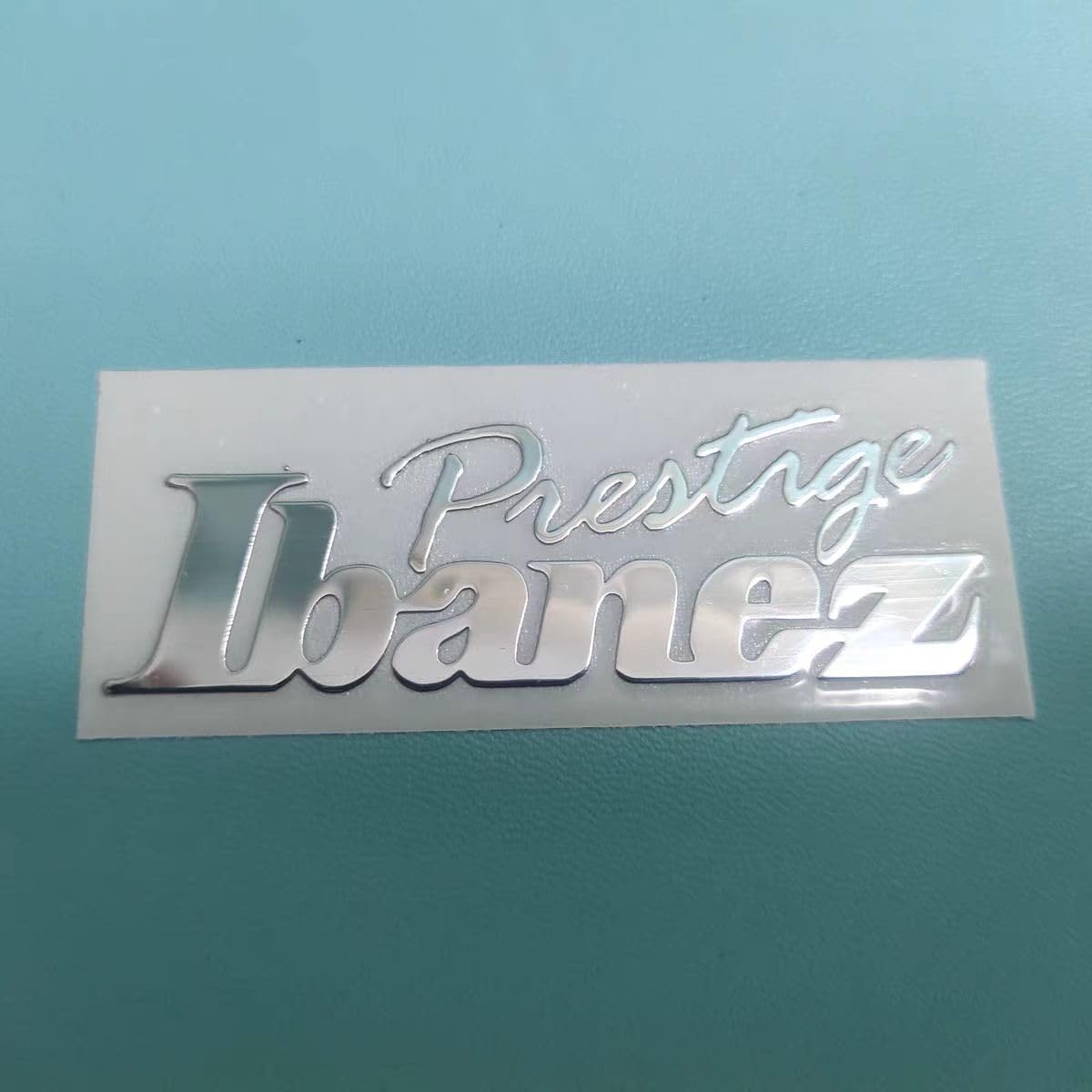 Suitable for Ibanez Guitar Head Logo - Metal Tags, DIY Electric Guitar Logo Stickers, UV Stickers, Tear Off Film (Silver)