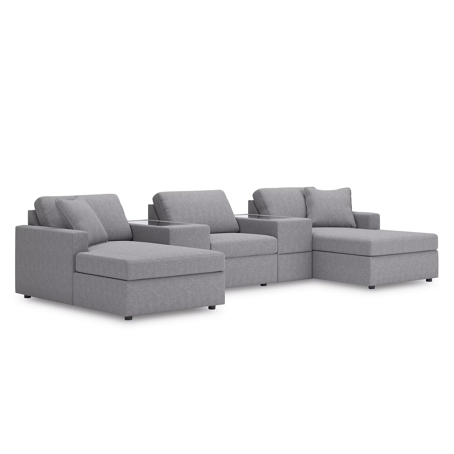 Signature Design by Ashley 5-Piece Modular Pit Sectional, Granite Gray