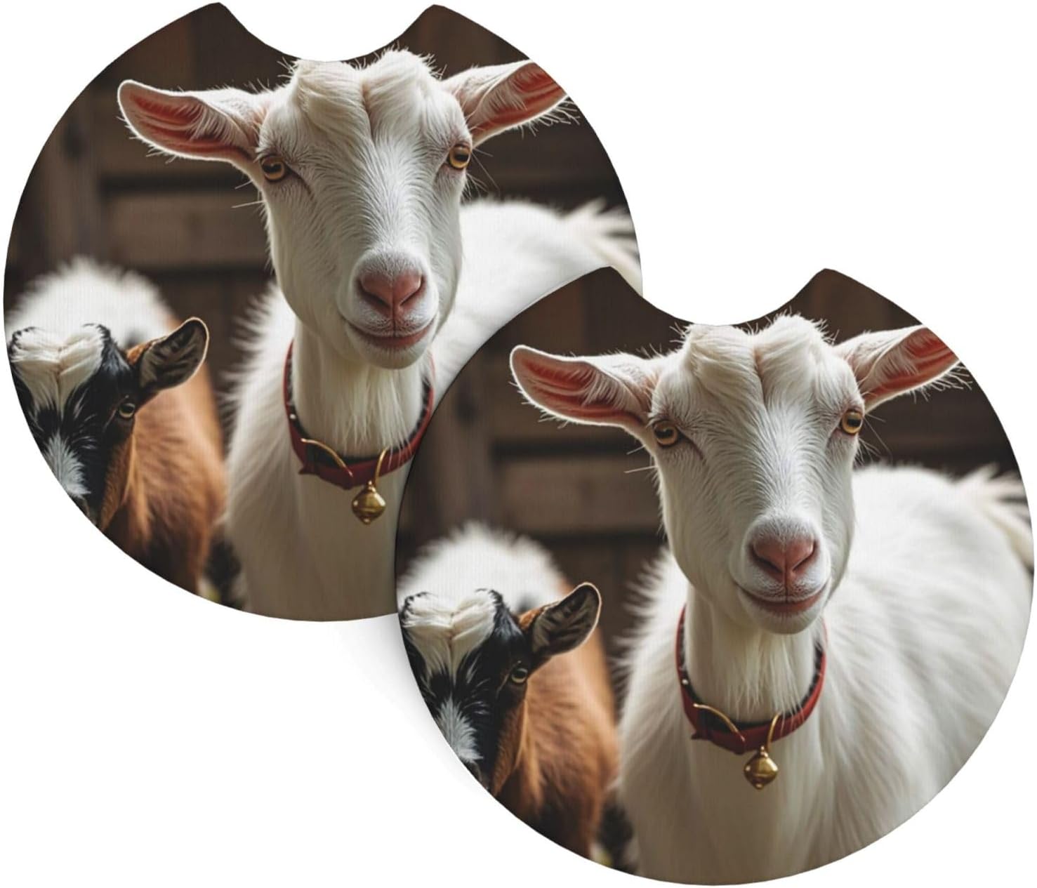 2 Pack Car Coaster for Cup Holders Cute Goat Car Cup Coaster 2.7" Neoprene Non-Slip Automotive Cup Mat Universal Auto Car Interior Accessories for Women Men Cup Pad