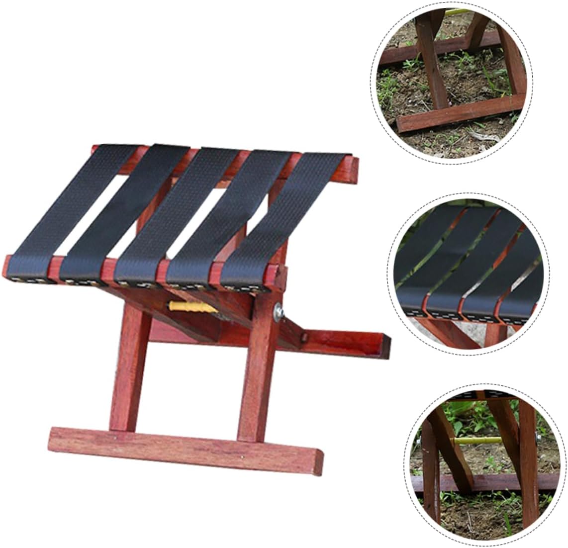 Folding Camping Stool Portable Wooden Bench for Outdoor BBQ and Fishing Lightweight Collapsible Seat Convenient Carry Handle Compact and Sturdy Design