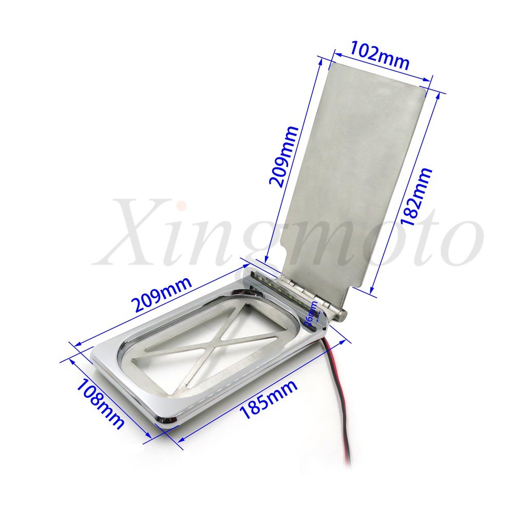 Soporte de placa de matrícula plegable LED para todo tipo de turismos con bolsa rígida de ABS cromada