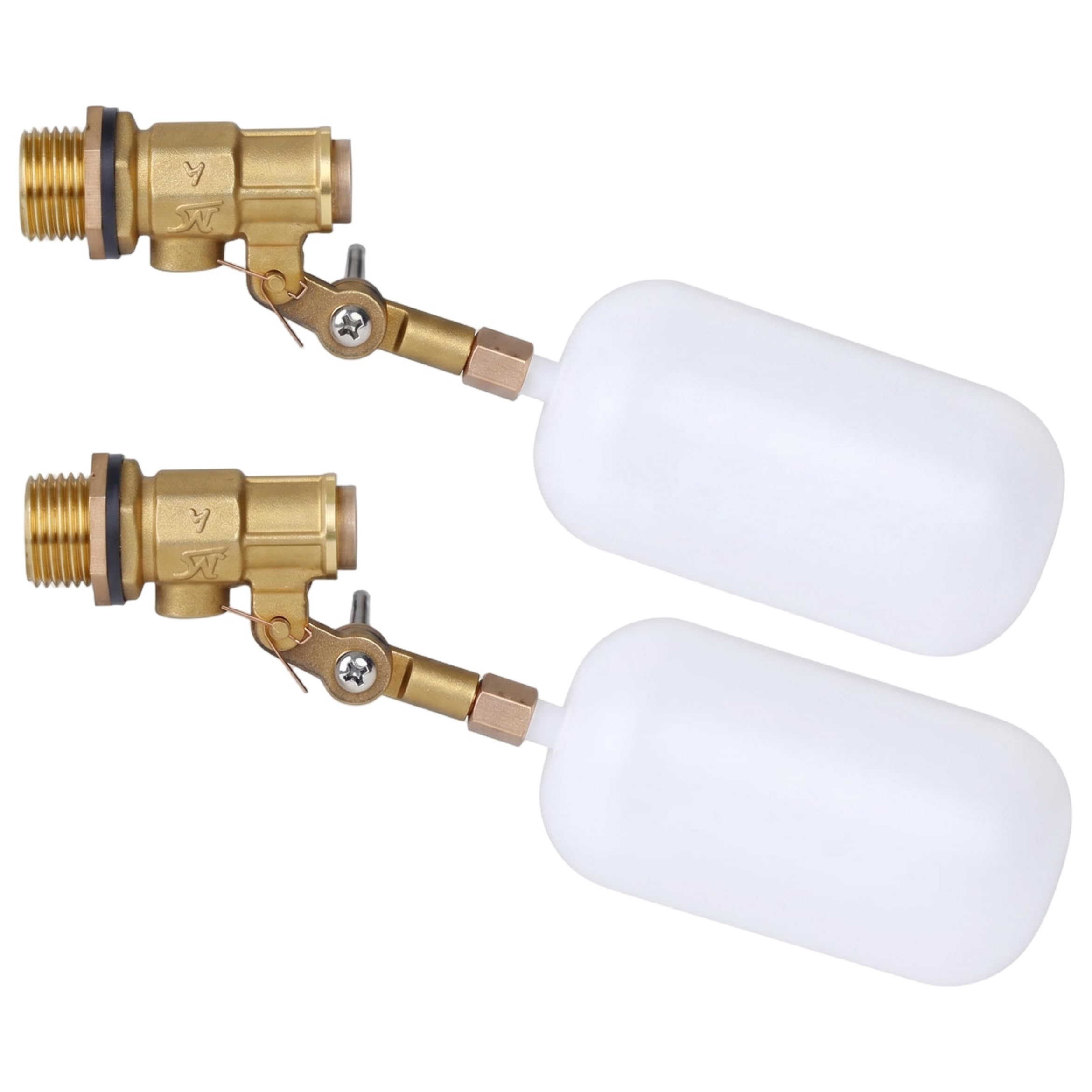Lot de 2 vannes à flotteur de remplissage automatique pour piscine - Vanne à flotteur pour abreuvoir avec contrôle automatique du niveau d'eau, en cuivre et plastique, 1/2 pouce