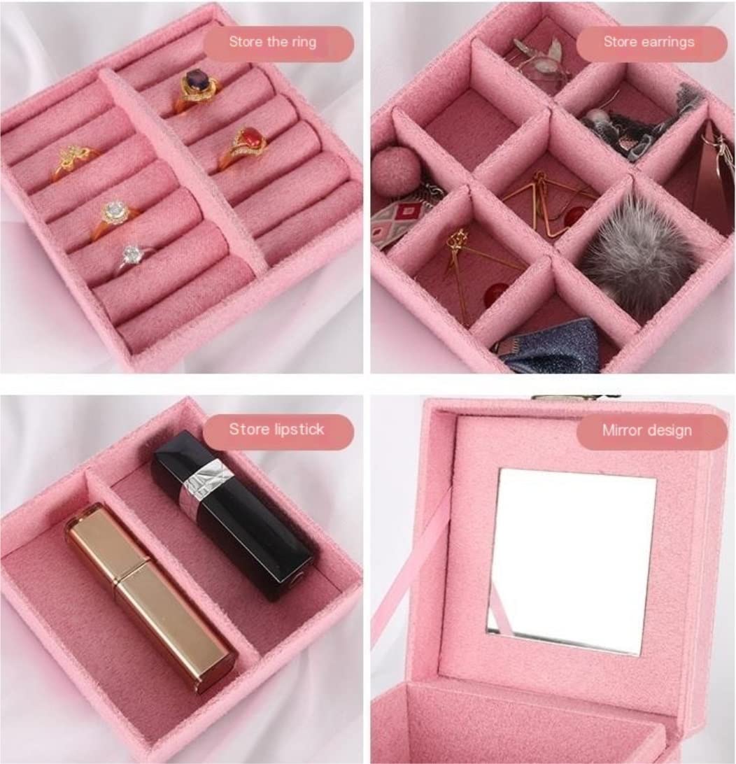 LLXYWJ Expositor de joyería Caja de joyería de Madera portátil Europea Collar Pulsera Anillo Pendientes Caja de Almacenamiento Caja de Almacenamiento de joyería de 3 Organizador de Joyas para niñas