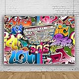 LFEEY 10x8ft 90s Backdrops for Photoshoot 90’S Backdrop Hip Hop Graffiti Retro Radio Colorful...