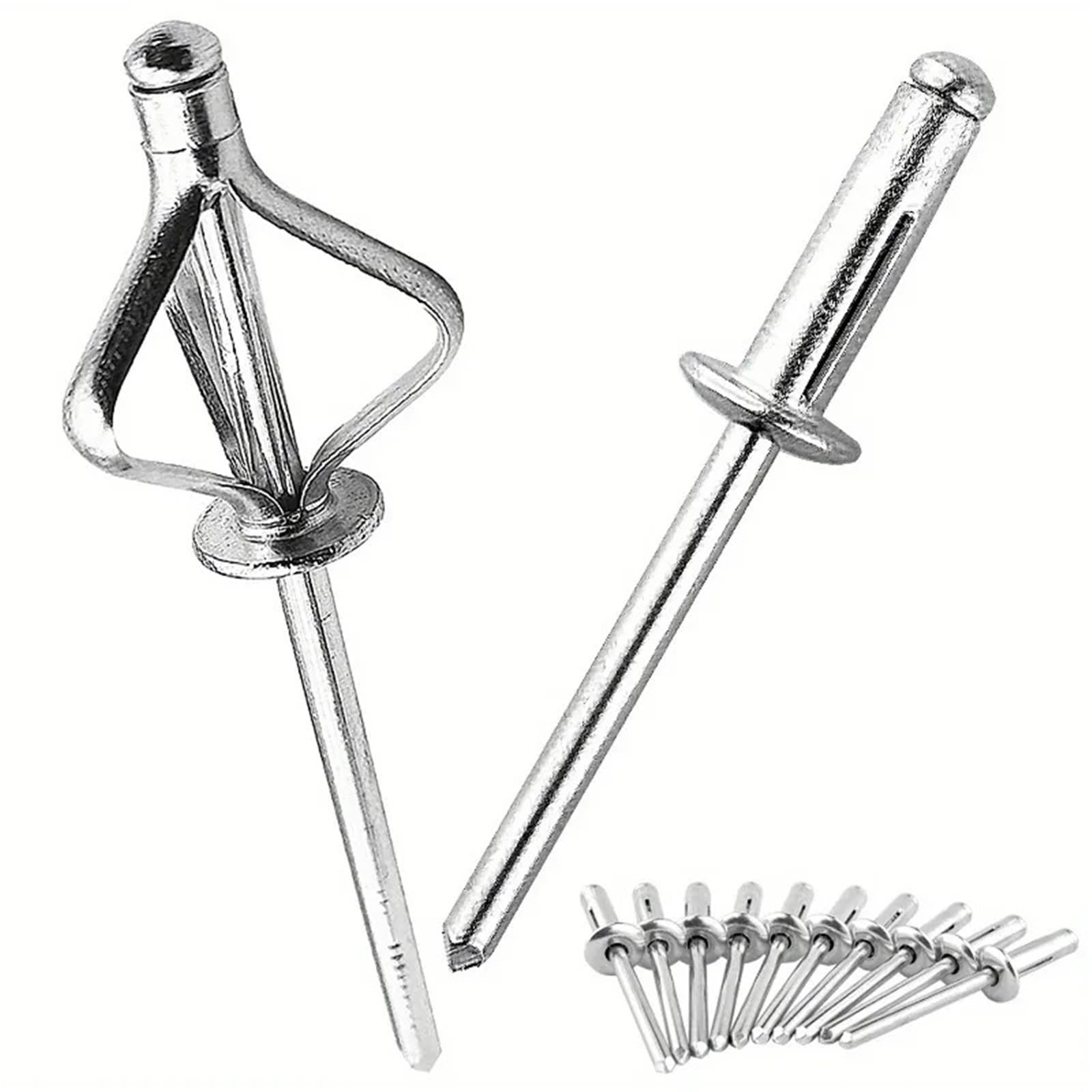 Nieten 300/50 Stück Aluminium-Blindnieten, Pop-Nieten-Sortiment-Set, runder Kopf, dreifach gefaltet, for DIY-Blech-Möbel-Reparaturen, Befestigungselemente(200PCS,M4)