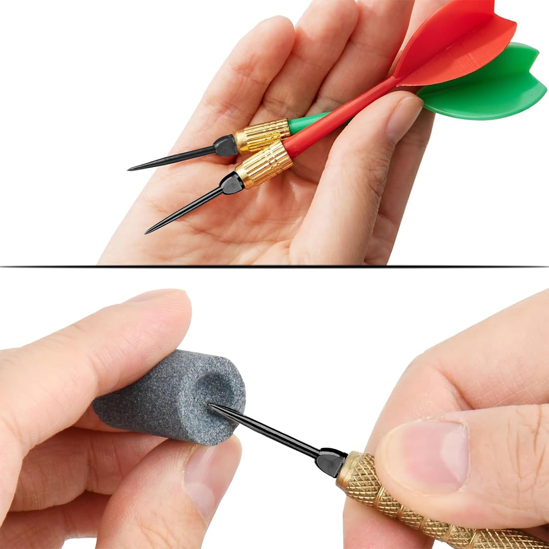 18 puntas para dardos de acero 2BA, puntas de metal para dardos, puntas blandas para dardos, puntas de repuesto, accesorios para dardos, con 50 anillos de goma para dardos y 2 muelas