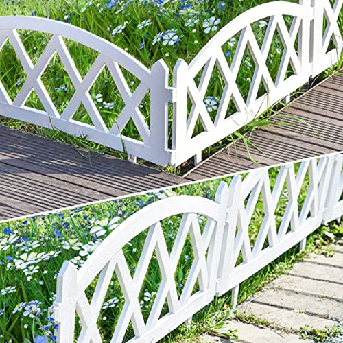 Sungmor Plastic Garden Picket Fence, Grass Lawn Flower Beds Landscaping Edging Borders, Lightweight Outdoor Path Fence Panels, Pack Of 4 (Overall Length 94.5 Inch) #TOP2