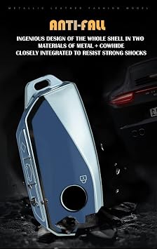 KUNIO Key Fob Cover fit for BMW X7 G07 2023 Energy 7 Series Ix XM I7 X7 2023 Car Key Case Key Cover TPU Key Cover Case Keychain Keyring Accessories A Grey