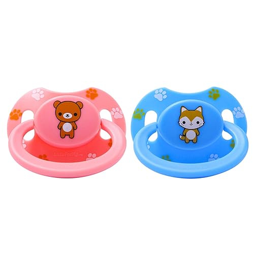 LittleForBig Bigshield Generation-II - Juego de chupete impreso para adulto, zorro azul y oso de peluche rosa
