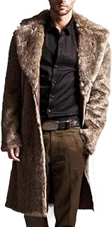 YANFJHV Men's Winter Jacket with Fur Long, Hip Hop Plush Jacket Men's Cardigan, Individuality Softshell Jacket Long Sleeve Fluffy Coat Soft Windproof Outdoor Jacket Winter Coat Warm Transition Jacket