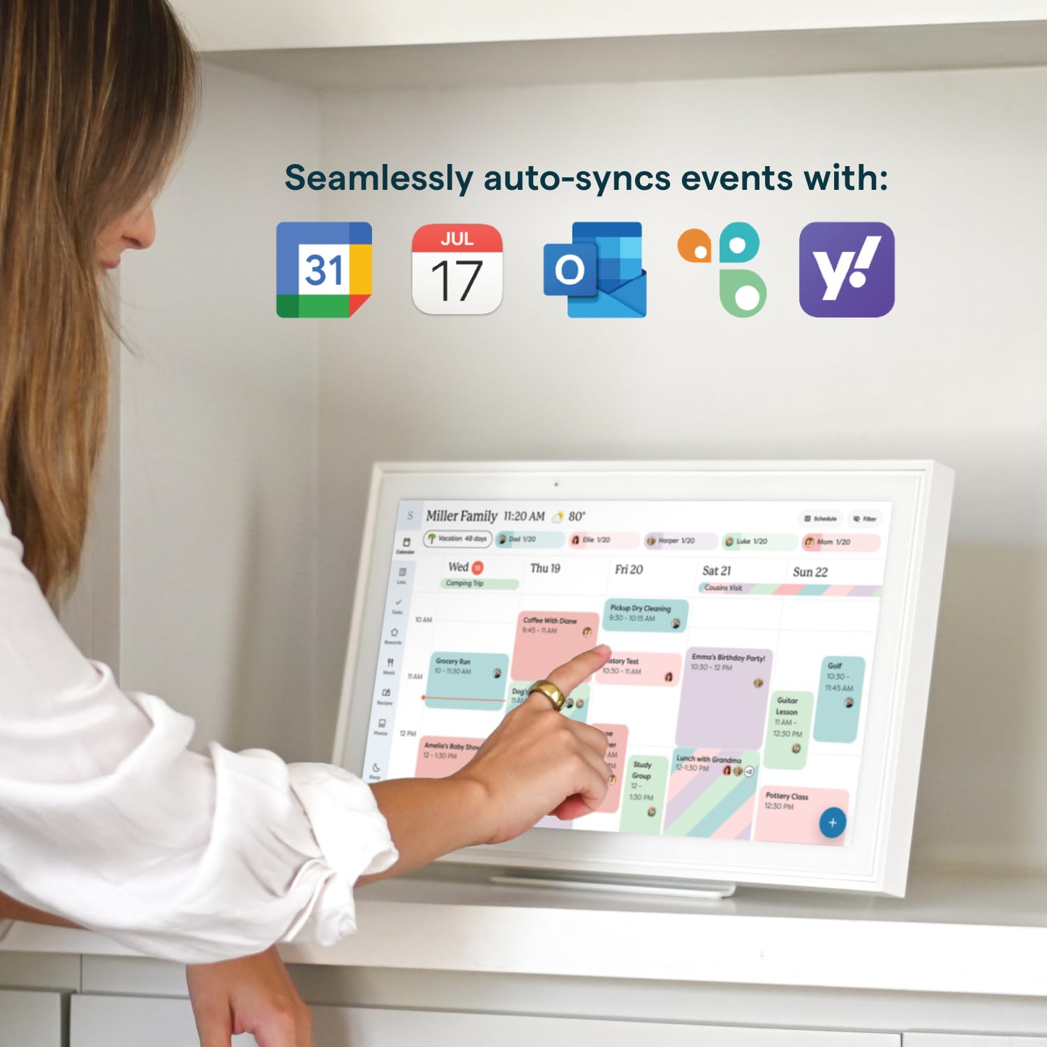 Skylight Calendar: 15-inch Wall Planner Digital Calendar & Chore Chart, Smart Touchscreen Interactive Display for Family Schedules – Wall Mount Included, Great for Organizing Your 2026 Calendar - 2