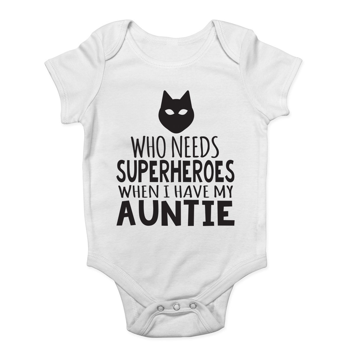 Shopagift Who Needs Superheroes When I Have My Auntie Funny Baby Vest Bodysuit, Arrival Hero Gift for Nephew Niece from Aunt Aunty White