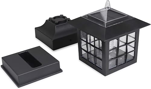 Miniatura 4 de KS101X2 - Paquete de 2 luces solares para exteriores con base de ajuste de 4 pulgadas para montaje en poste de jardín al aire libre, 4.88 x 4.88 x