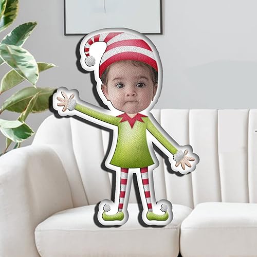 Miniatura 4 de Drawelry Almohada de Navidad con foto de cara personalizada divertido y lindo Papá Noel animales impresión 3D retrato personalizado imagen almohada