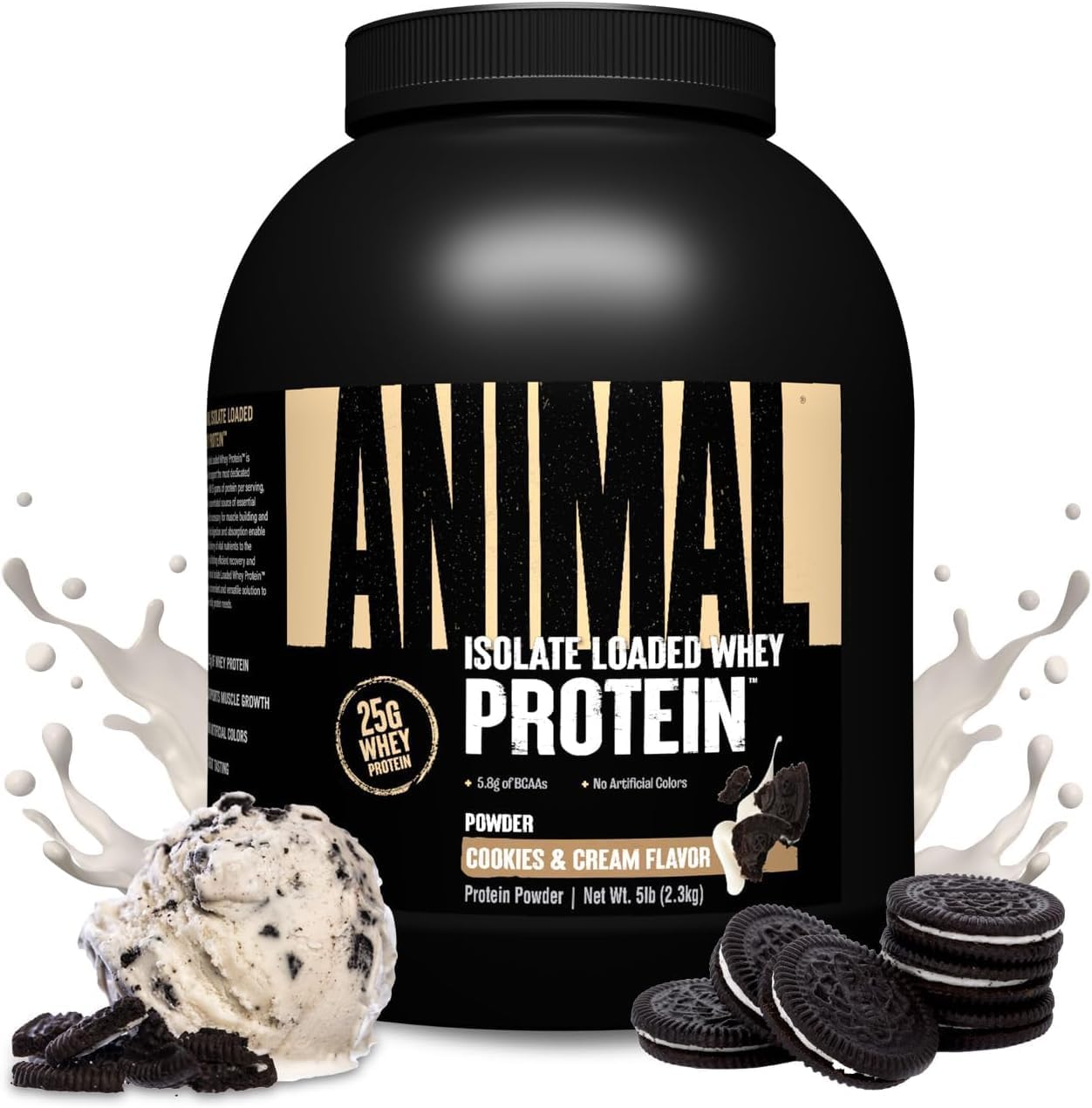 ANIMAL Isolate Whey Protein Powder (Cookies and Cream) – with 25g Protein & 4.6g BCAAs for Muscle Building, Protein Shake with isolates & Various Amino acids – 2,3kg