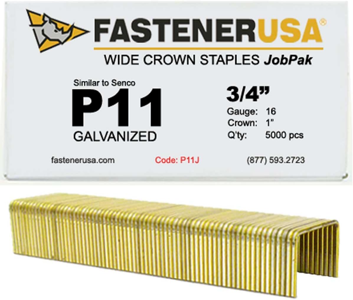 3/4" Leg x 1" Crown 16GA GALV P11 Staples 5,000ct