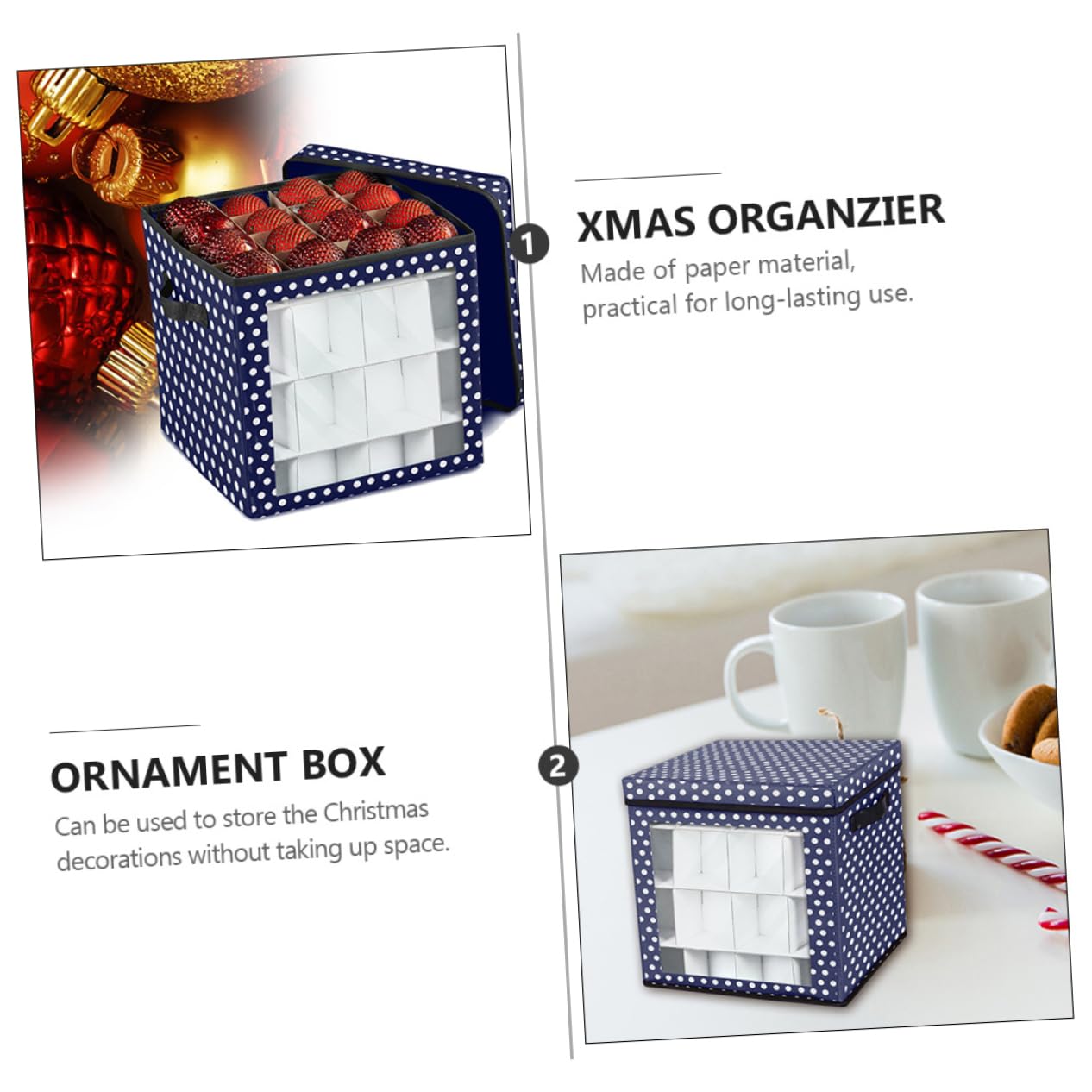 IMIKEYA 2Er-Box für Weihnachtskugeln Weihnachtsgeschenkbox Weihnachts- weihnachtskugeln aufbewahrung boxen christmas decoration storage box Oxford-Stoff