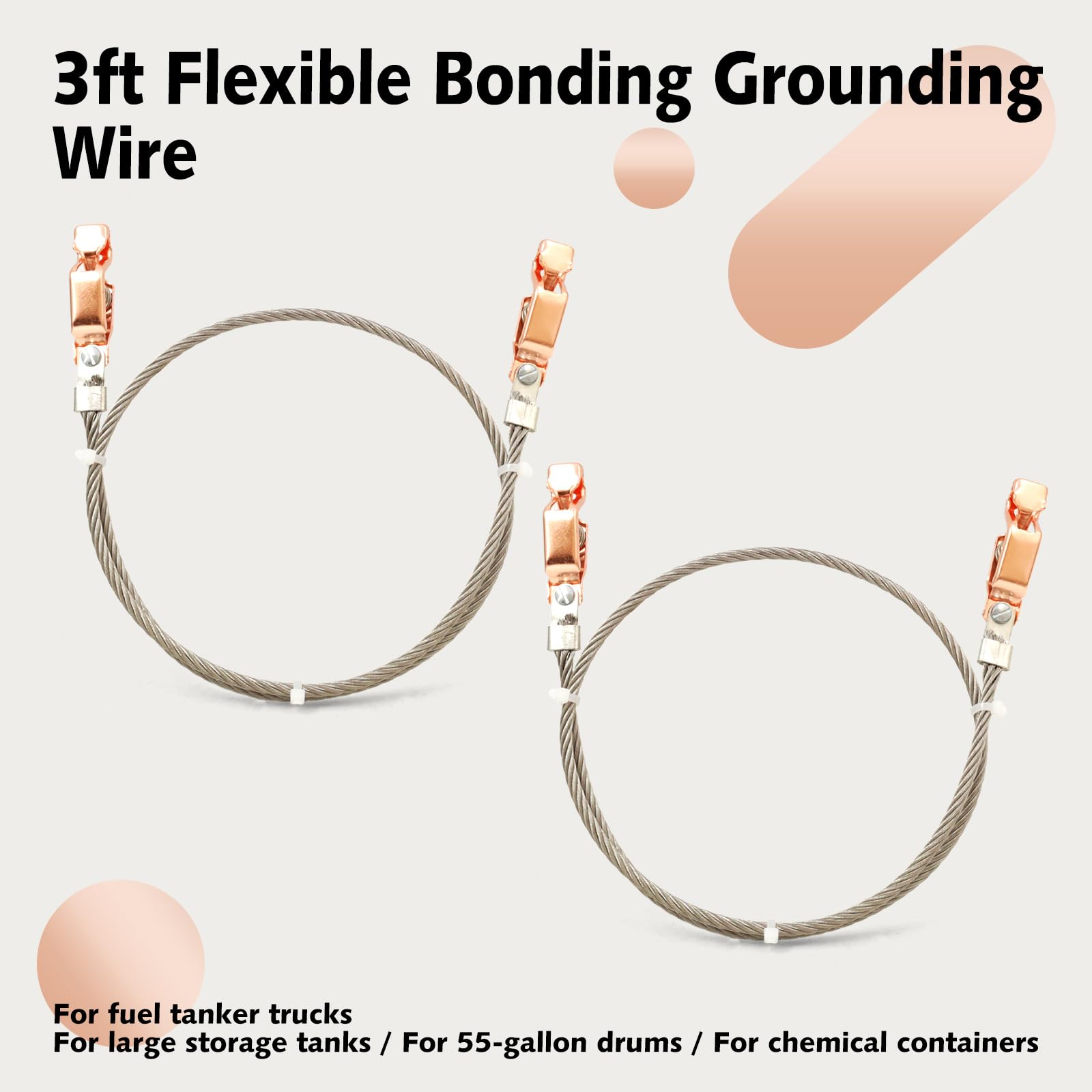 Paquete de 2 cables de unión flexibles de 3 pies con clips de