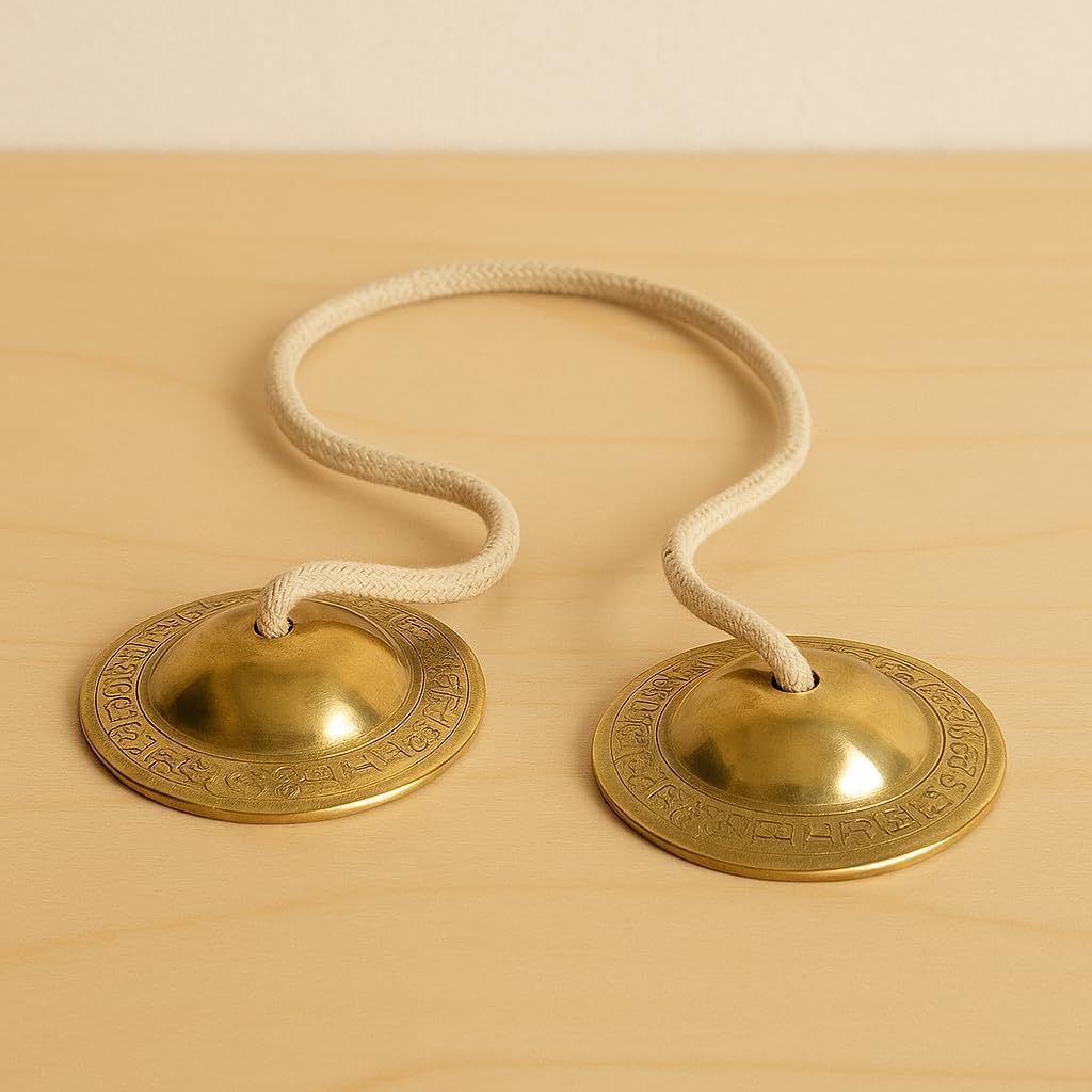 Indian Traditional Brass Manjeera | Manjira Musical Instruments Music Pooja | Puja Hand Cymbals for Hindu Bhajans Bell Religious small | Dia 3 Inches approx.