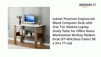 Lukzer Premium Engineered Wood Computer Desk with One Tier Shelves