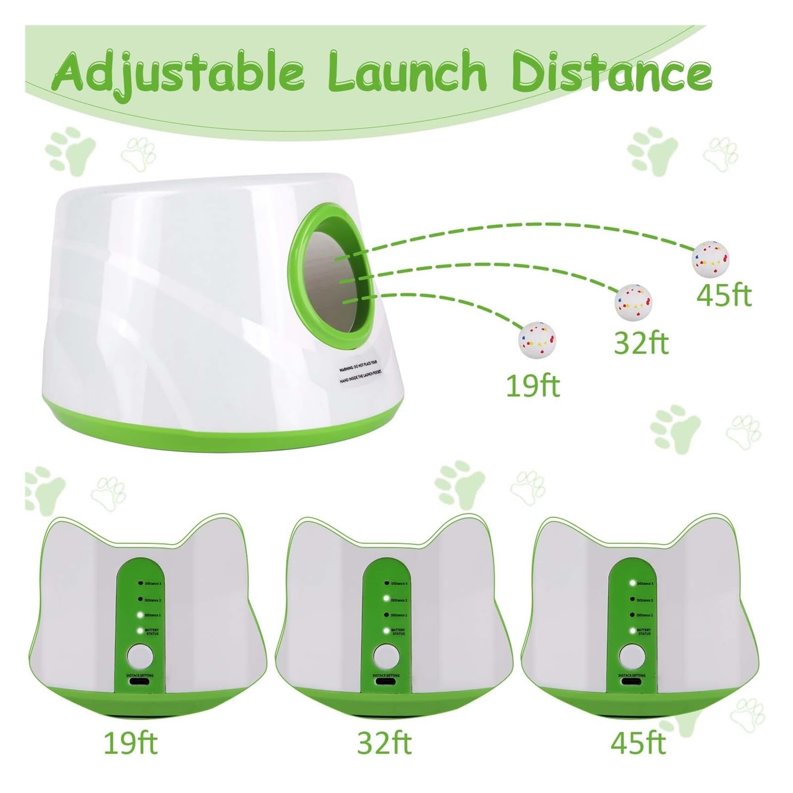 1 Uds. Máquina interactiva de Lanzamiento de Pelotas de Tenis for Entrenamiento de Perros(Green-Upgrade)