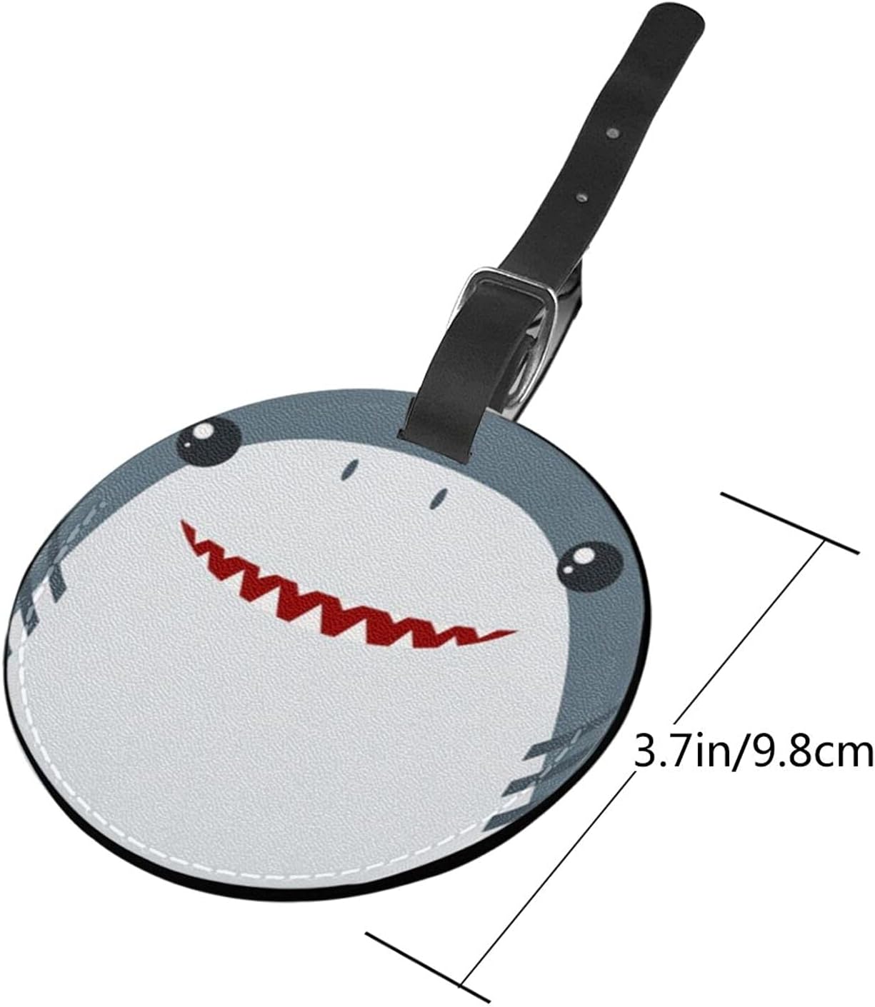 Luggage Tag Shark Face, Pu Leather Bag Travel Suitcases Id Identifier Baggage Label for Women Men Boys Girls