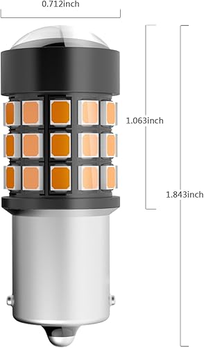 Miniatura 5 de Alla Lighting Bombillas LED ámbar superbrillantes BA15S 1156 de alta potencia 2835 39-SMD 1156NA 7506 3497 BA15S bombillas LED para señal de giro