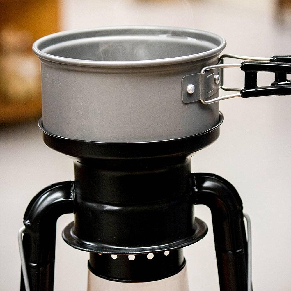 Rayo Heater Cooker Emergency Lantern, Non-Electric Fuel Lamp with Cooking Pot for Camping or Emergencies, 10-12 Hour Burn, Black, 15"