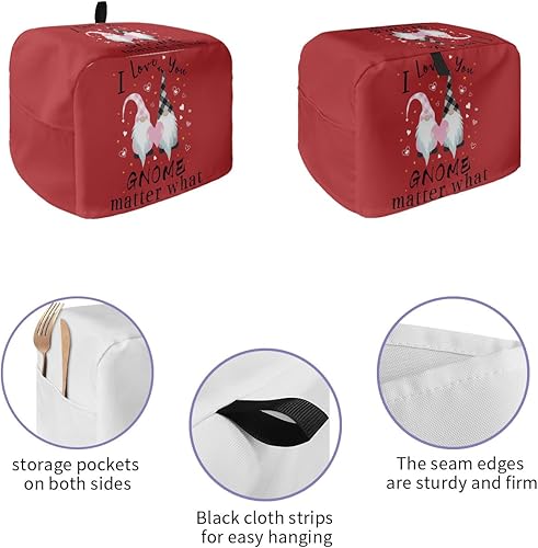 Miniatura 2 de Fundas para tostadoras para el día de San Valentín, 2 rebanadas con texto en inglés "I Love You" para hacer pan de gnomo, caleta de corazón, rosa,