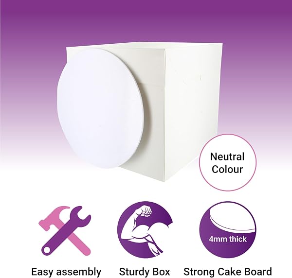 Culpitt Tall Cake Box & White Cake Board Set | 8" | 8 x 8 x 8 Inch Square Tall Box and Matching Premium Masonite Board, For Tiered or Decorated Transport - 3