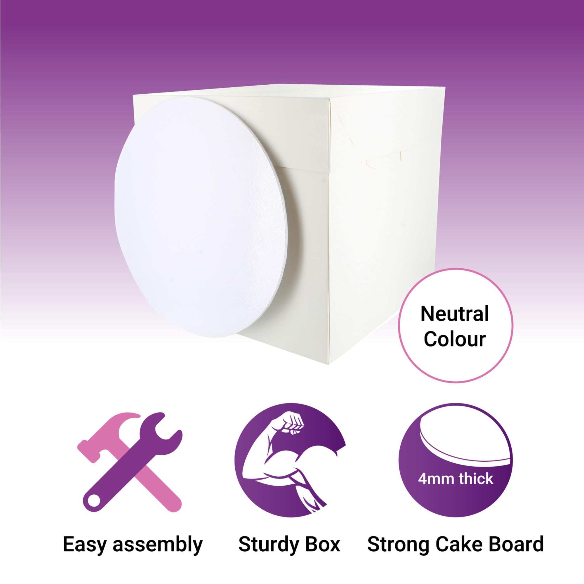 Culpitt Tall Cake Box & White Cake Board Set | 8" | 8 x 8 x 8 Inch Square Tall Box and Matching Premium Masonite Board, For Tiered or Decorated Transport - 3