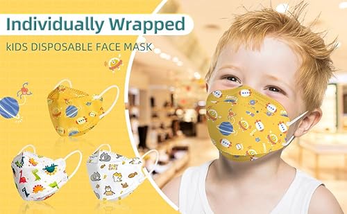 Kids Disposable Face Mask, 30 Pack Individually Wrapped Masks For Children,4-Ply Breathable Safety Masks For Boys And Girls(Aged 4-12) #TOP6