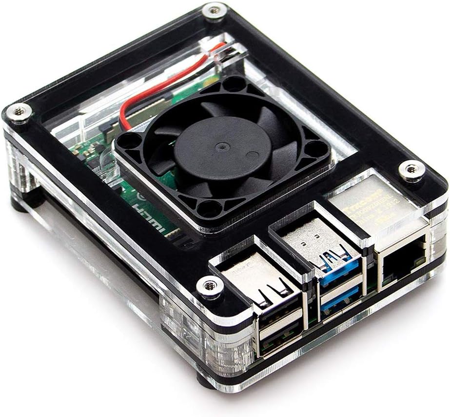 LANDZO Raspberry Pi 4 B Case, Acrylic Raspberry Pi 4 Model B Transparent Case with Raspberry Pi Fan Cooling for Raspberry Pi 4B-Easy to Access to All Parts