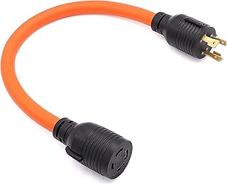 1.8FT Generator Plug 30 Amp 4 Prong to 3 Prong Adapter Cord,Nema L5-30P Generator Male to Nema L14-30R Transfer Switch Female,30Amp STW 10AWG