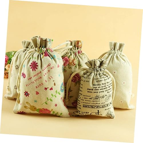 Miniatura 3 de Healifty 60 bolsas de yute con cordón de regalo, bolsas de regalo de arpillera, bolsas de regalo con cordón, bolsa de lino de flores, bolsas de
